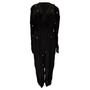 Farm Rio Mirror Beaded Jumpsuit in Black Viscose